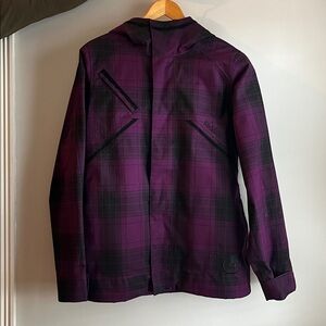 Burton Command Systems Ski Snowboard Jacket Purple Plaid Dryride, Size Large